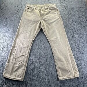 Flypaper Jeans Mens 33x30 Brown Cotton Denim Bootcut Workwear Outdoor Light Wash